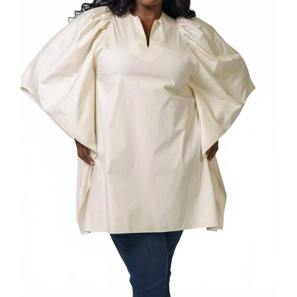 NEW PSOPHIA mini swing v- neck tunic - plus in ivory